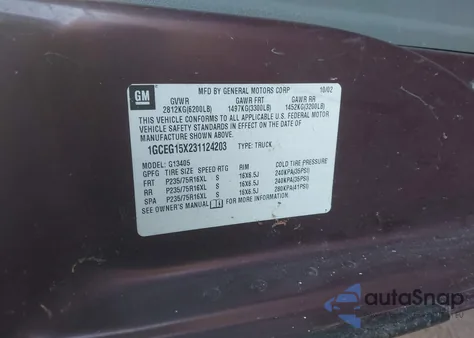 2003 Chevrolet Express из США, поврежденный, VIN 1GCEG15X231124203